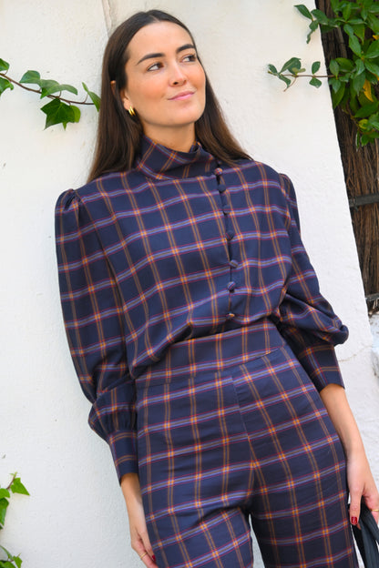 BLUSA VICTORIA - TARTAN AZUL - PREORDER 10 NOVIEMBRE