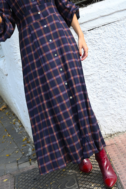 VESTIDO JIMENA - TARTAN AZUL - PREORDER 10 NOVIEMBRE