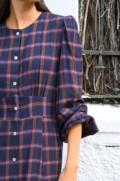 VESTIDO JIMENA - TARTAN AZUL - PREORDER 10 NOVIEMBRE