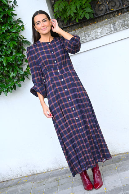 VESTIDO JIMENA - TARTAN AZUL - PREORDER 10 NOVIEMBRE