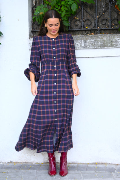 VESTIDO JIMENA - TARTAN AZUL - PREORDER 10 NOVIEMBRE