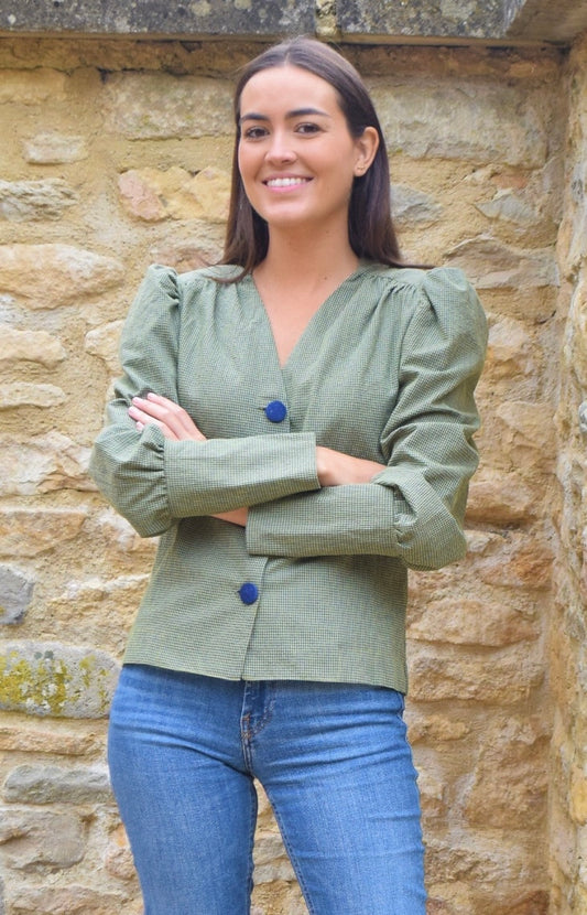 BLUSA FABIOLA - MINIVICHY VERDE Y AZUL - PREORDER 1 SEPTIEMBRE