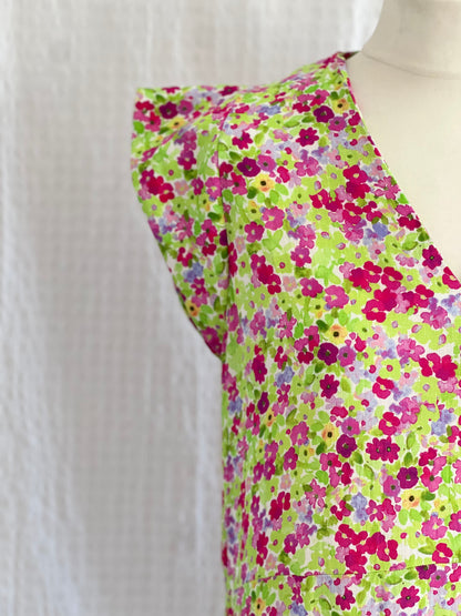 VESTIDO CARLOTA - VERDE Y FUCSIA