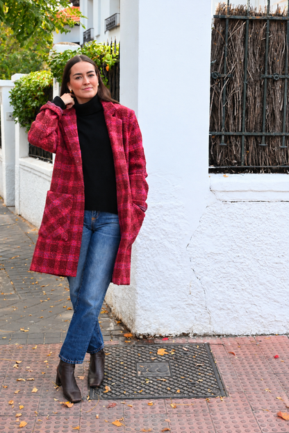 ABRIGO CATERINA - TARTAN BURDEOS - PREORDER 10 NOVIEMBRE