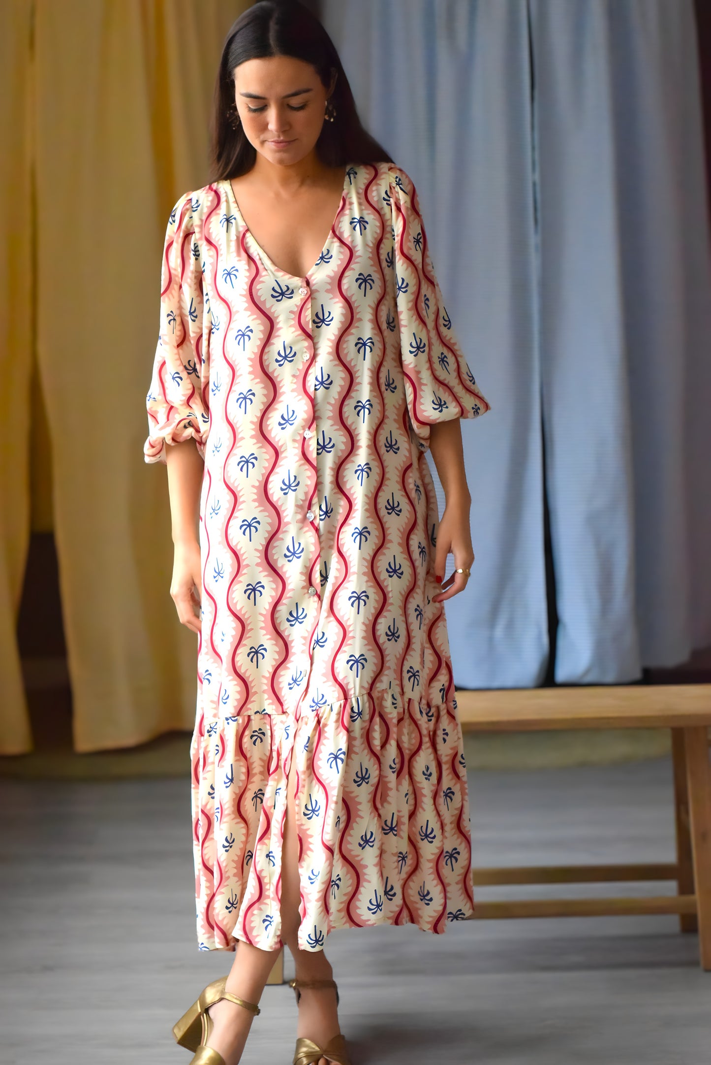 EUGENIA DRESS - PINK PALM TREES