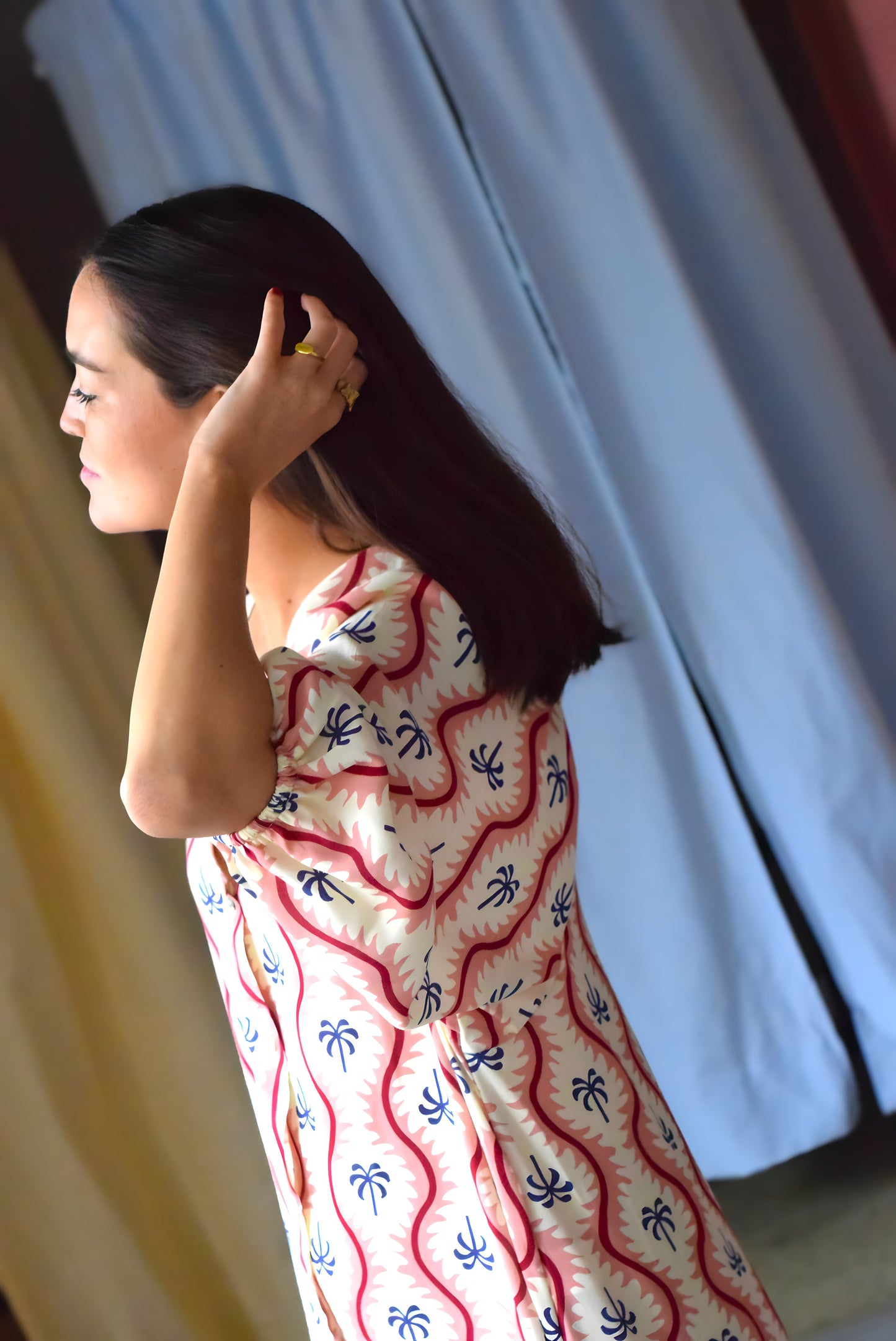 EUGENIA DRESS - PINK PALM TREES