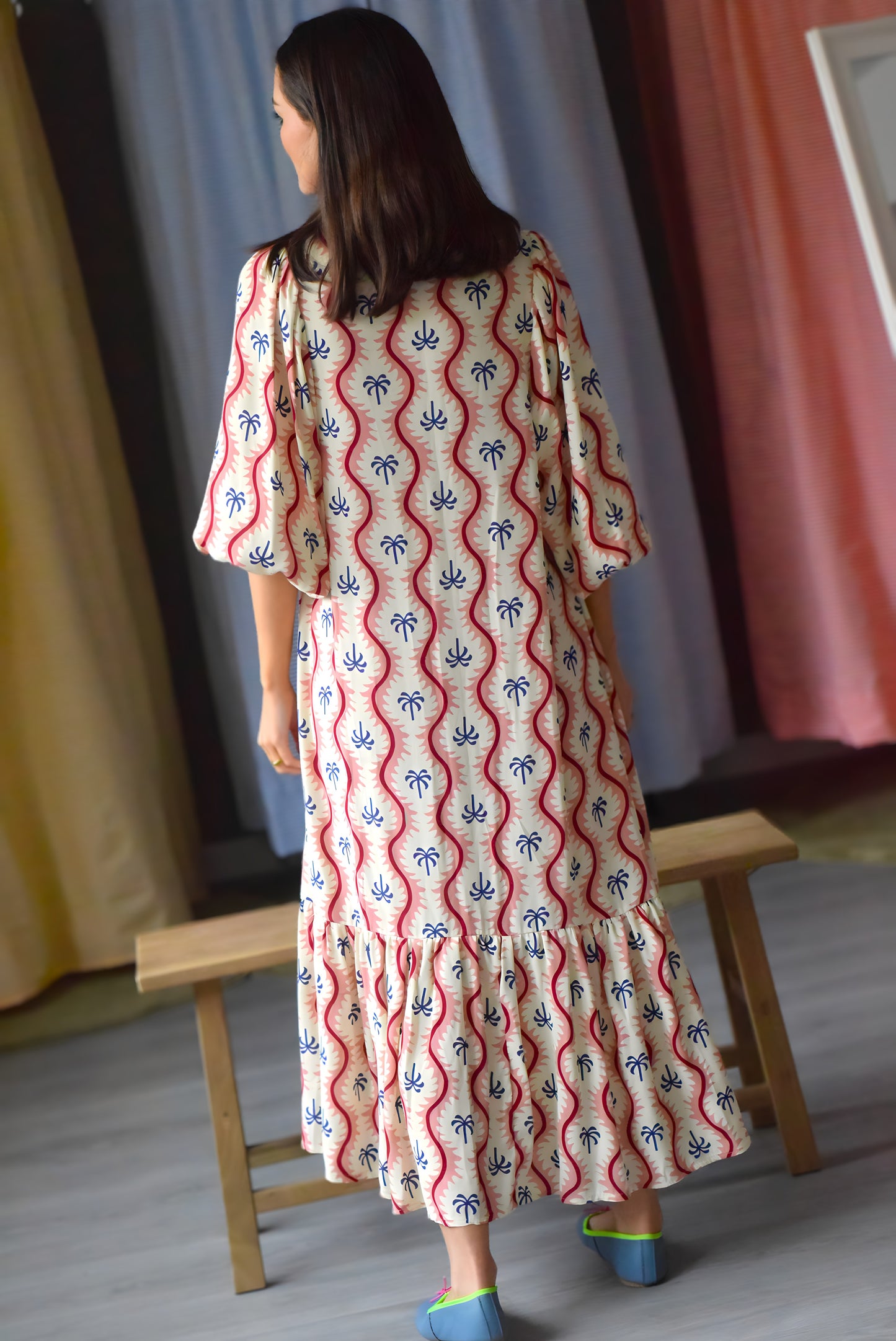 EUGENIA DRESS - PINK PALM TREES
