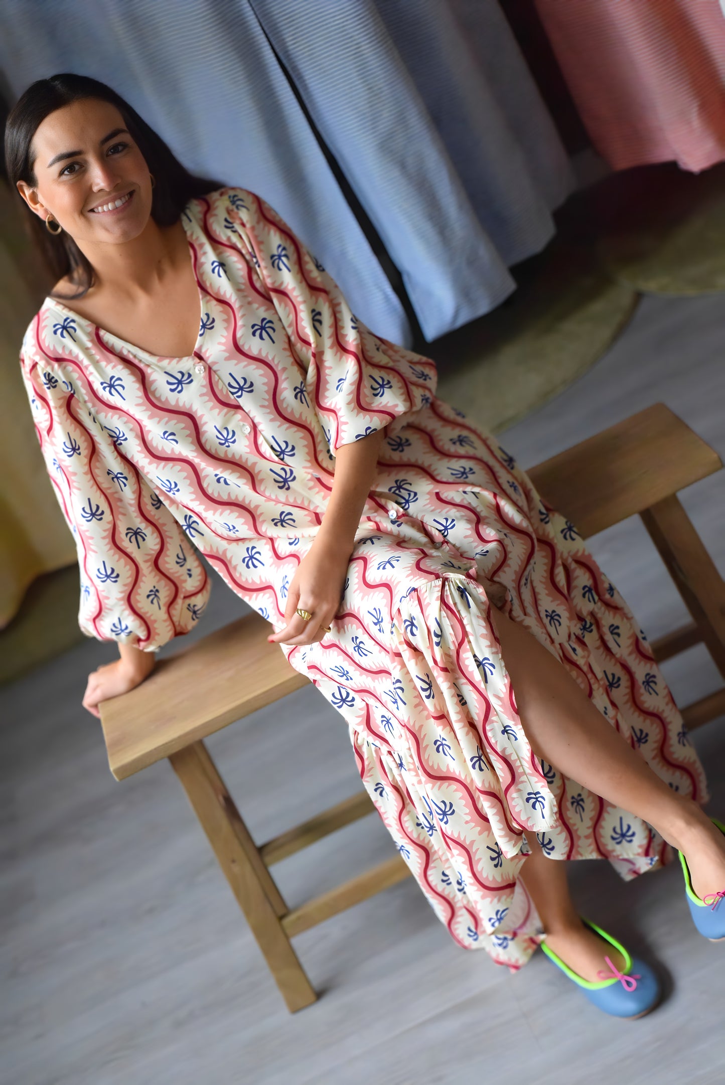 EUGENIA DRESS - PINK PALM TREES