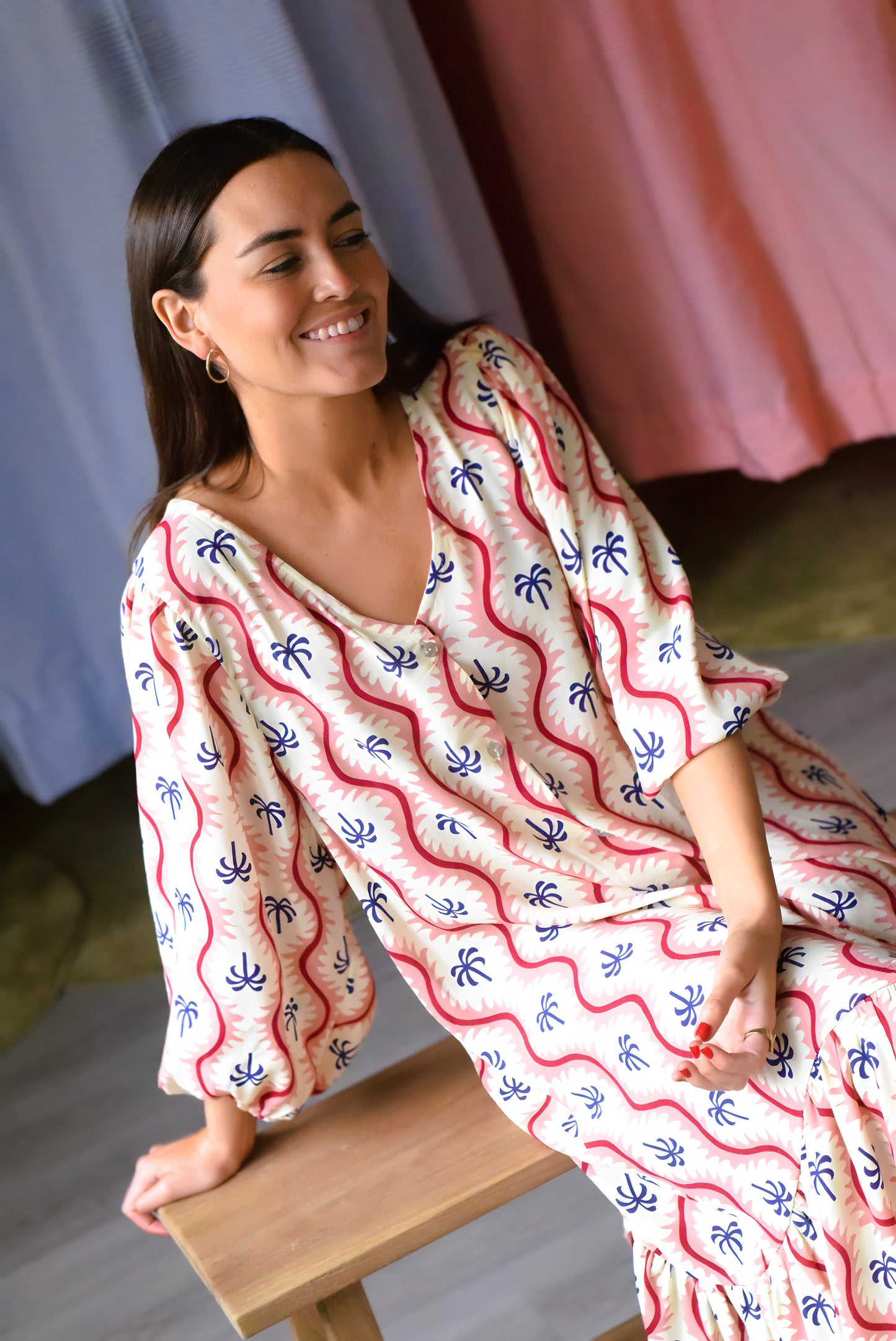 EUGENIA DRESS - PINK PALM TREES