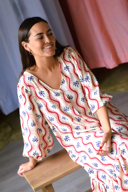 EUGENIA DRESS - PINK PALM TREES