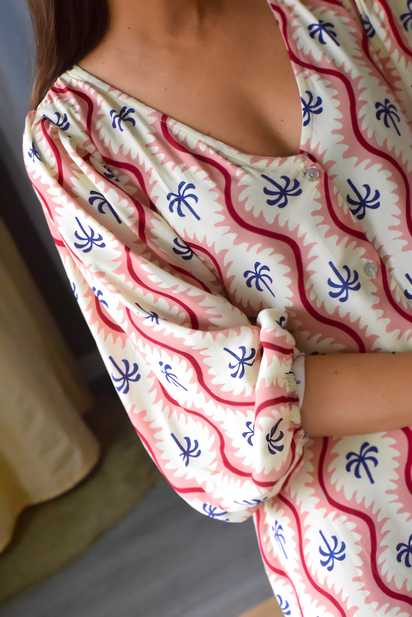 EUGENIA DRESS - PINK PALM TREES