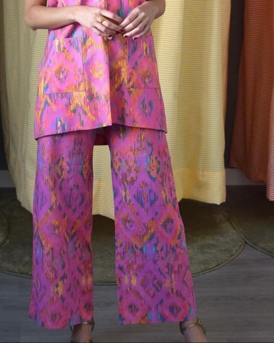 PANTALONES SOL -  IKAT FRESA - PREORDER 4 MARZO