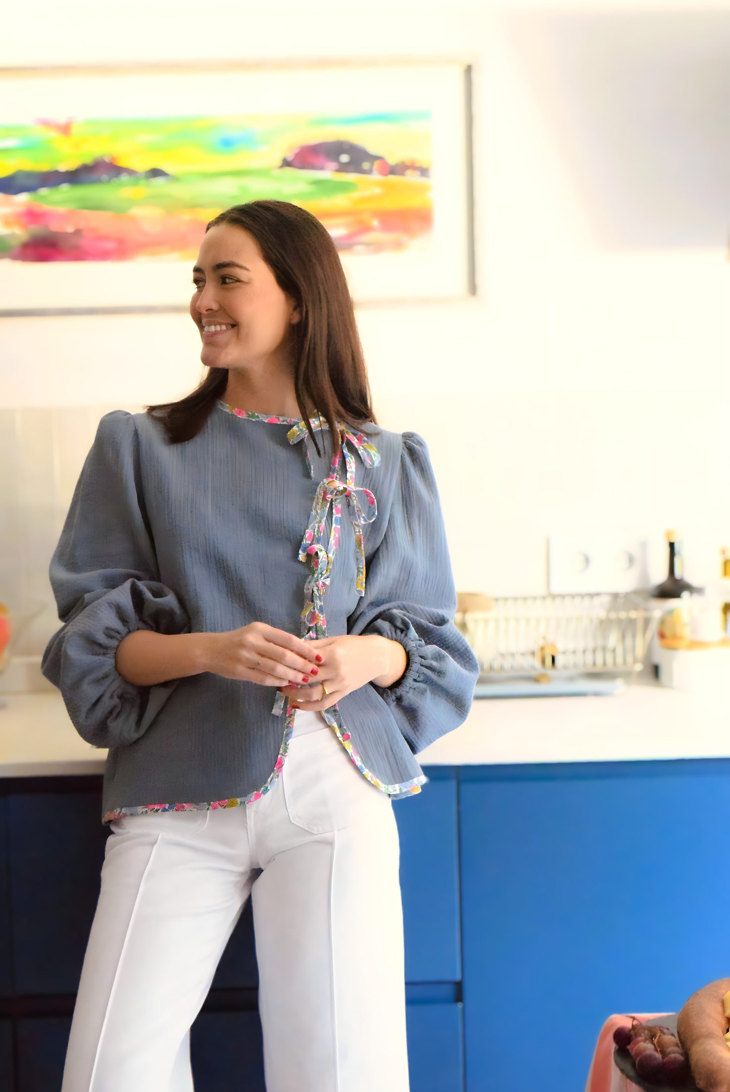 BLUSA FEDERICA - AZUL Y LIBERTY -