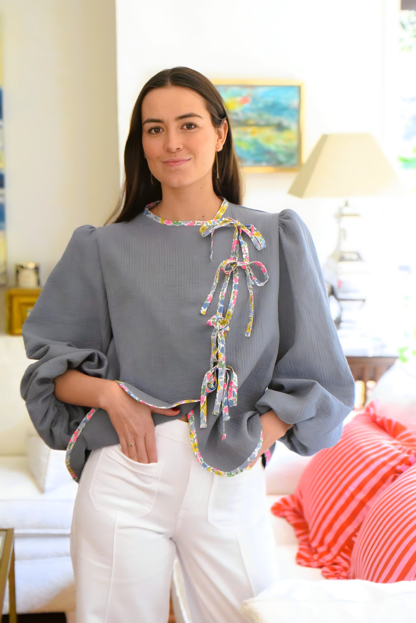 BLUSA FEDERICA - AZUL Y LIBERTY -