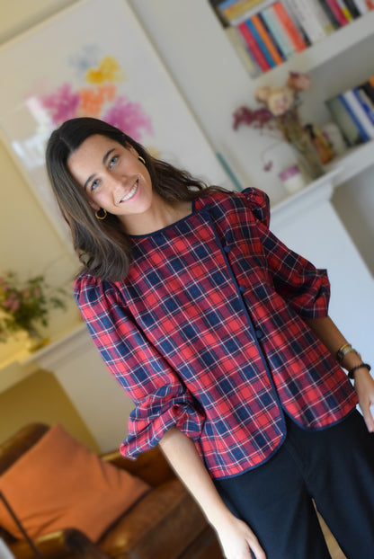 BLUSA FEDERICA - TARTAN ROJO - PREORDER 30 NOVIEMBRE