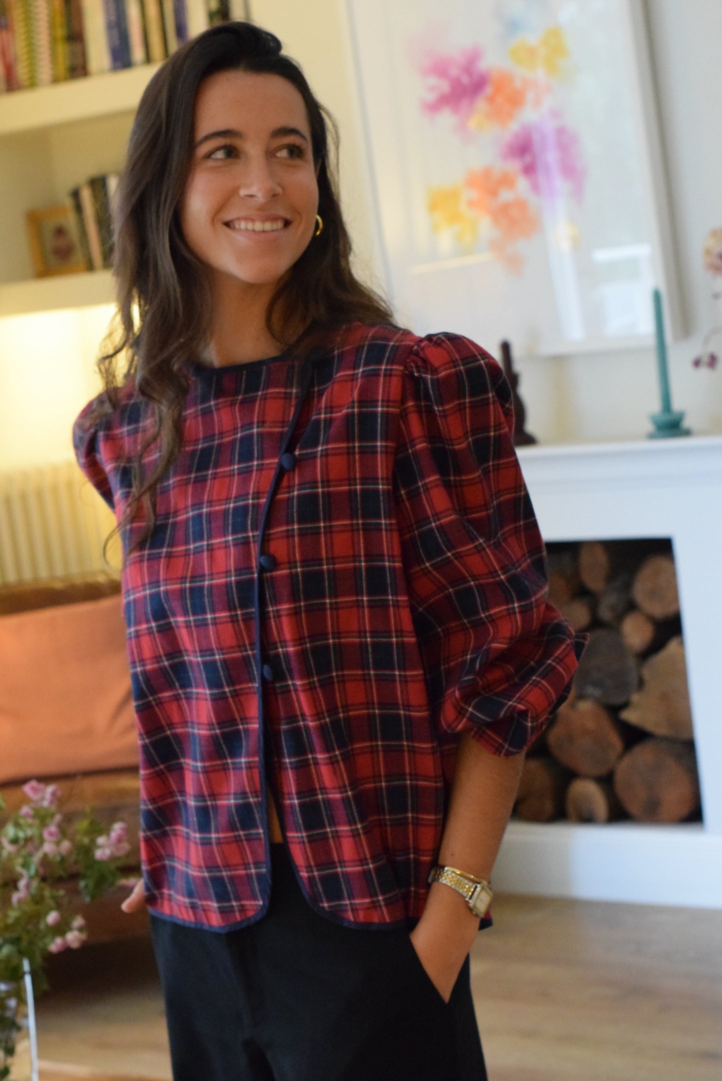 BLUSA FEDERICA - TARTAN ROJO - PREORDER 30 NOVIEMBRE