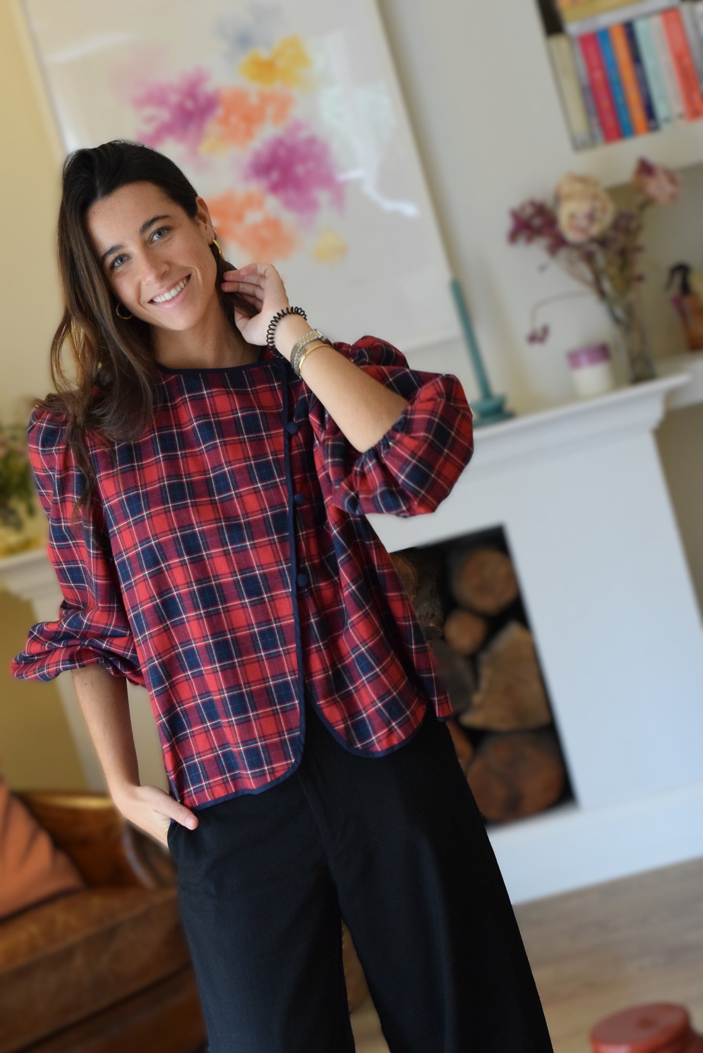 BLUSA FEDERICA - TARTAN ROJO - PREORDER 30 NOVIEMBRE
