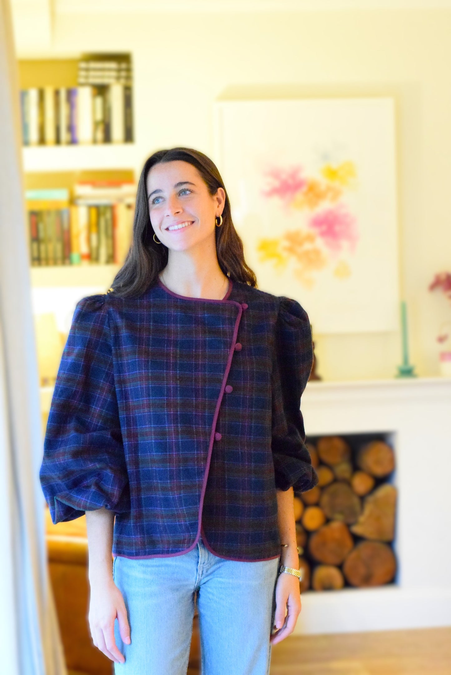 BLUSA FEDERICA - TARTAN MARINO -