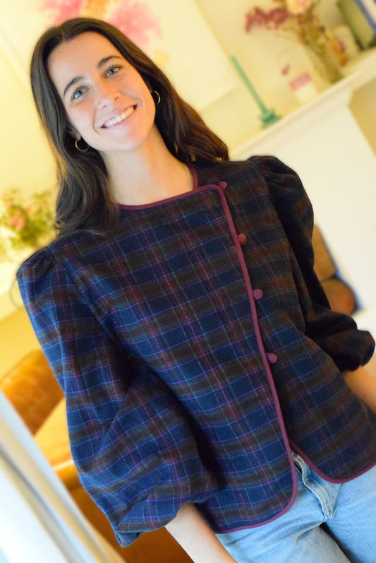 BLUSA FEDERICA - TARTAN MARINO -