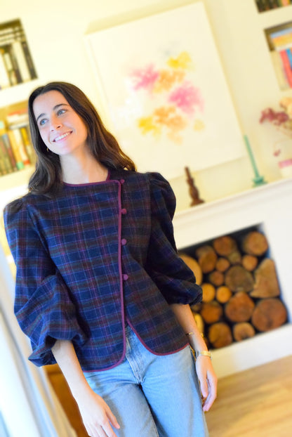 BLUSA FEDERICA - TARTAN MARINO -