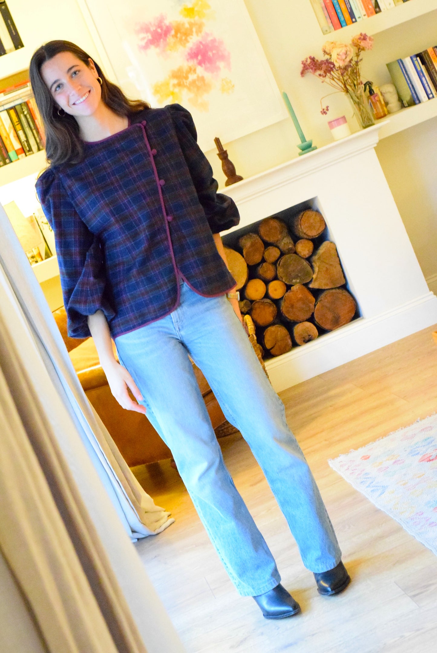 BLUSA FEDERICA - TARTAN MARINO -