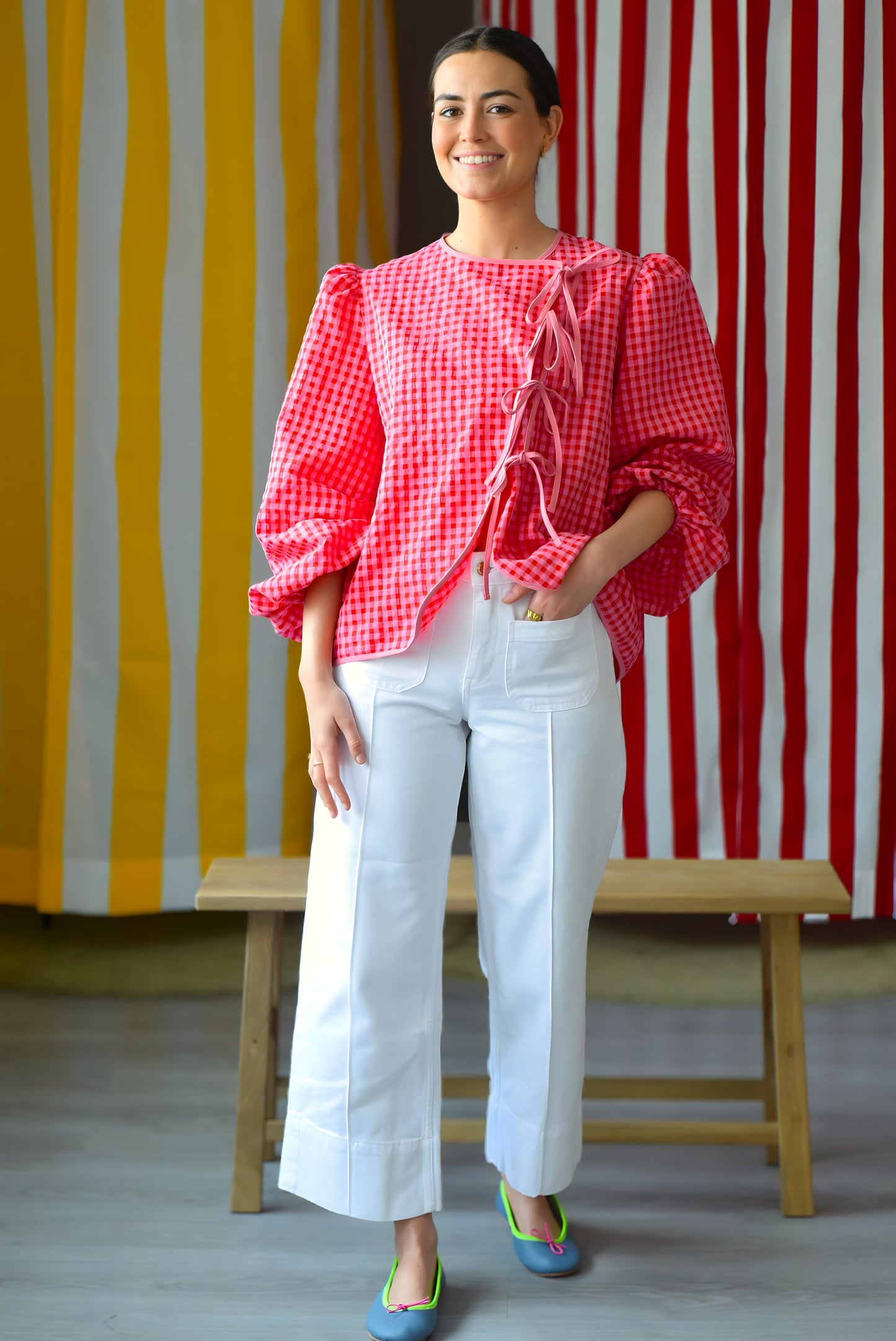 BLUSA FEDERICA - VICHY ROSA Y ROJO