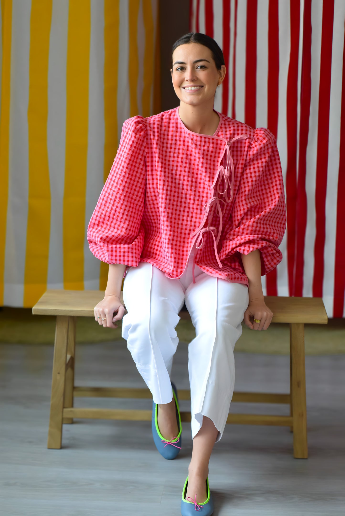 BLUSA FEDERICA - VICHY ROSA Y ROJO