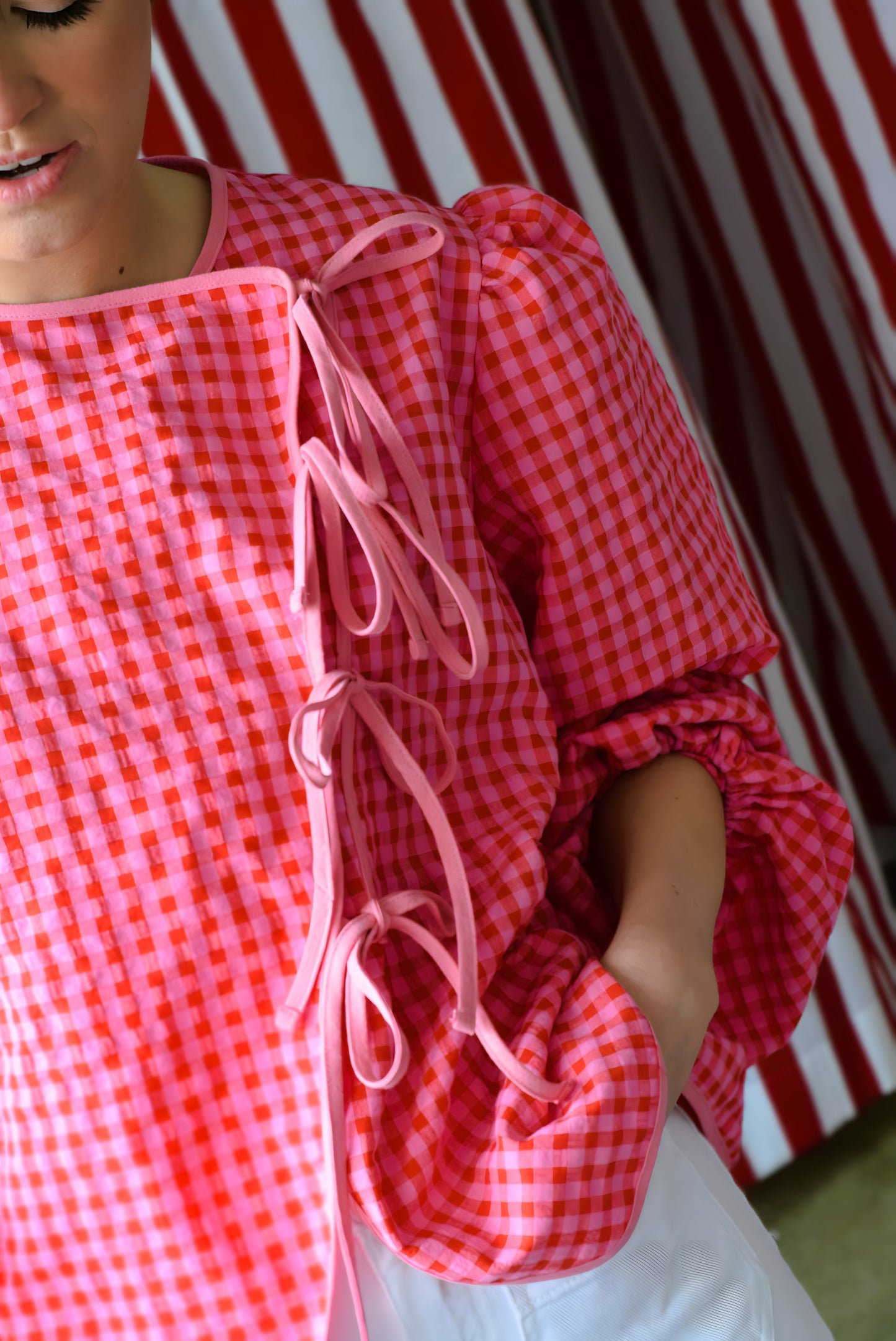 BLUSA FEDERICA - VICHY ROSA Y ROJO