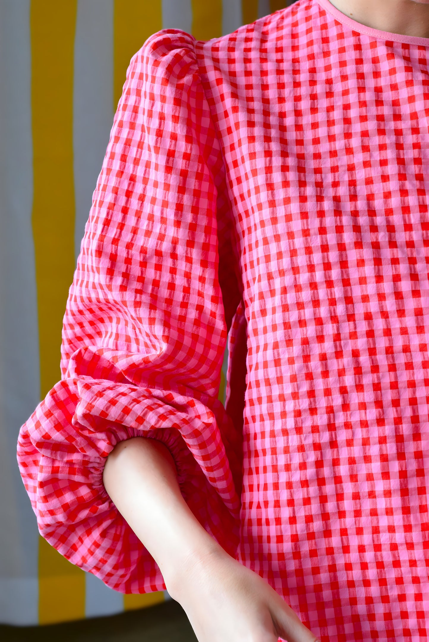 BLUSA FEDERICA - VICHY ROSA Y ROJO