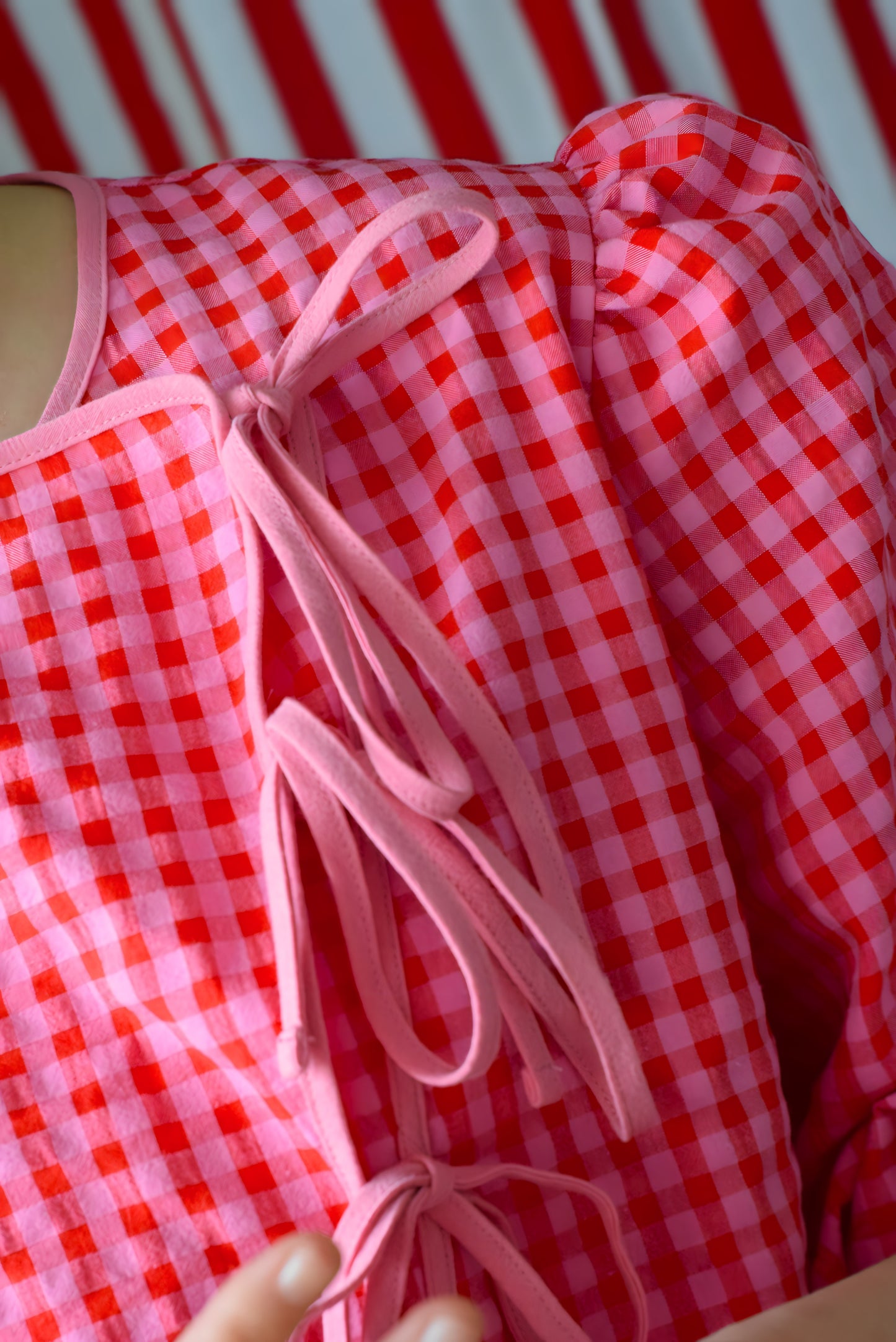 BLUSA FEDERICA - VICHY ROSA Y ROJO