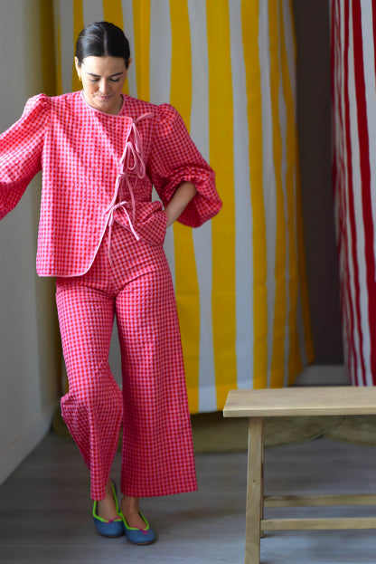 BLUSA FEDERICA - VICHY ROSA Y ROJO