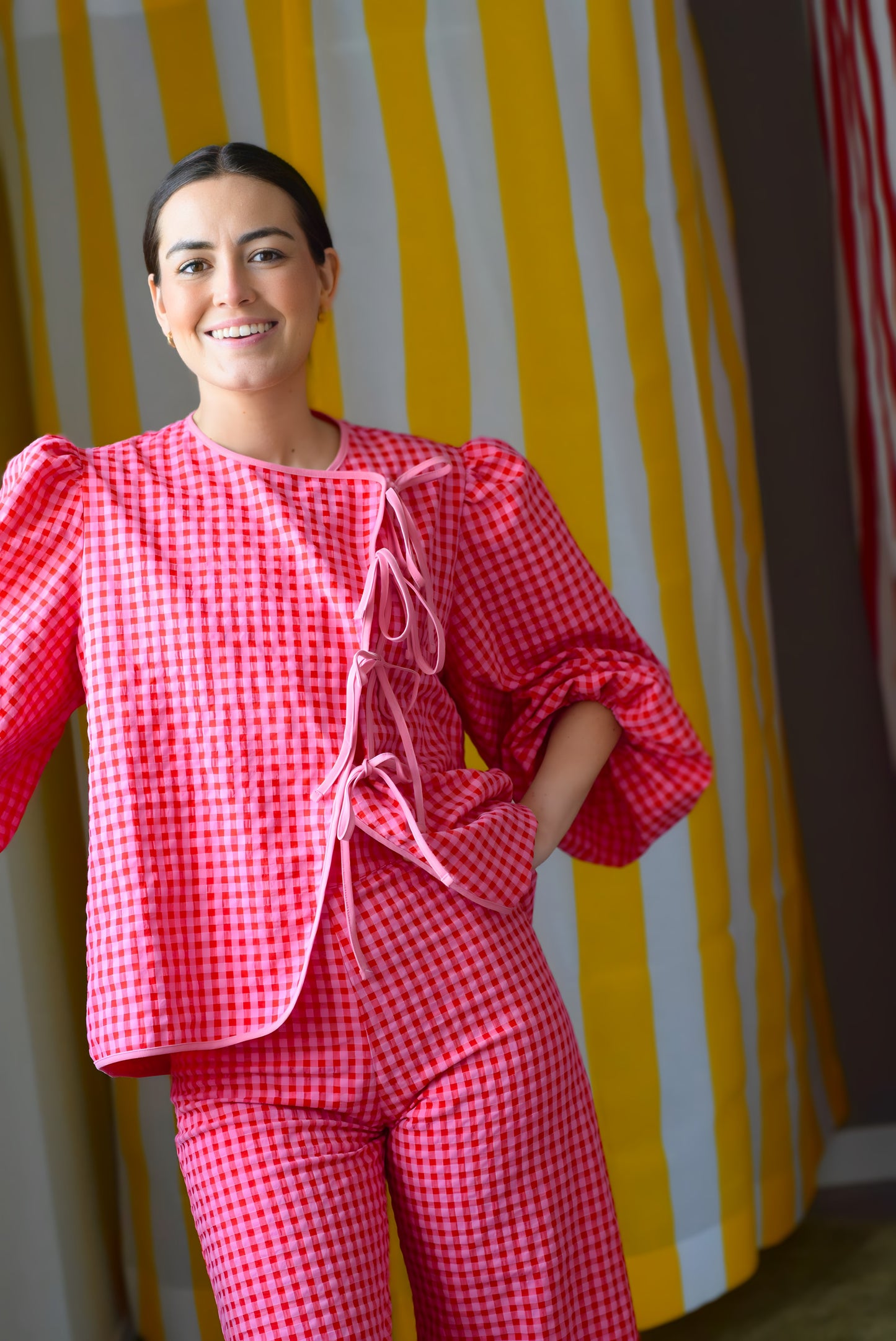 BLUSA FEDERICA - VICHY ROSA Y ROJO