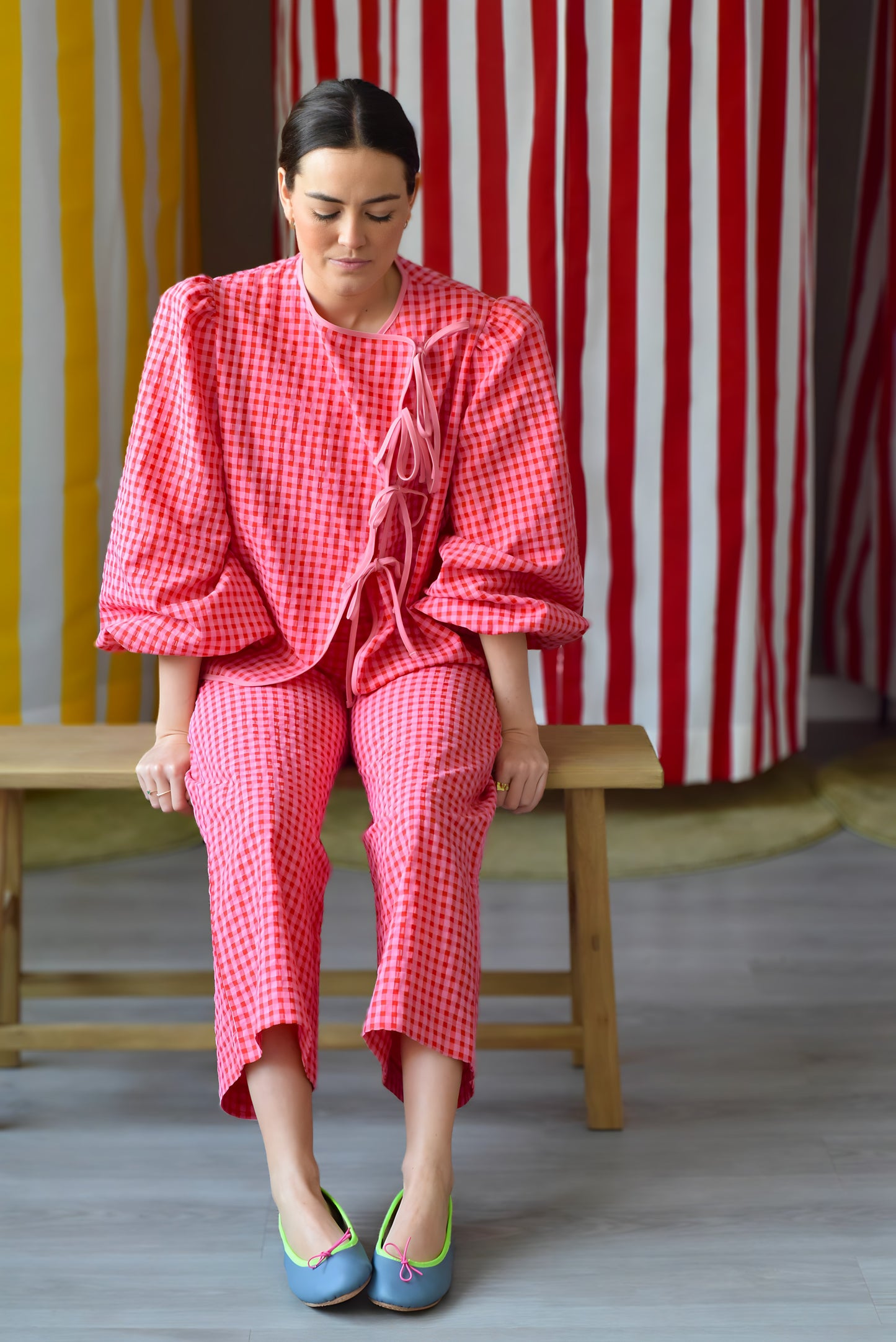 BLUSA FEDERICA - VICHY ROSA Y ROJO