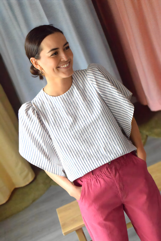 FILIPA BLOUSE - NAVY STRIPES