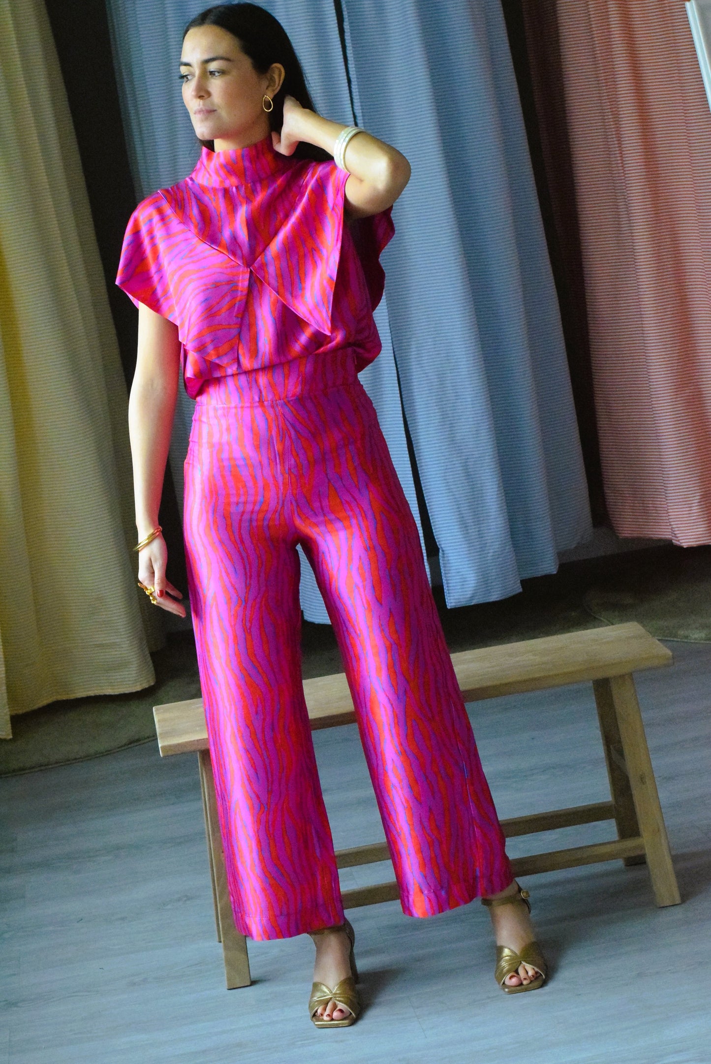 BLUSA FLAVIA - FUCSIA Y ROJO