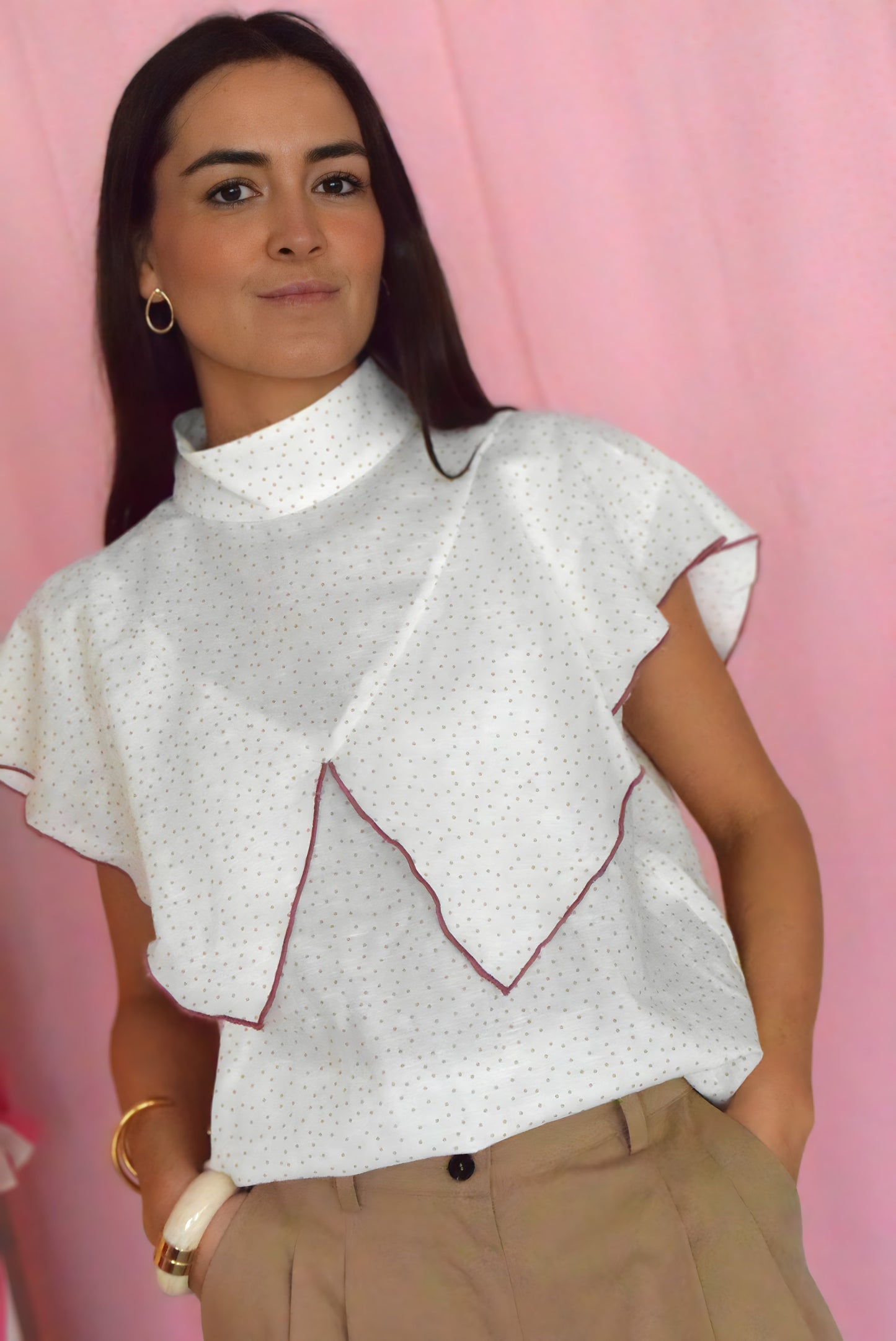 FLAVIA BLOUSE - PINK POLKA DOTS
