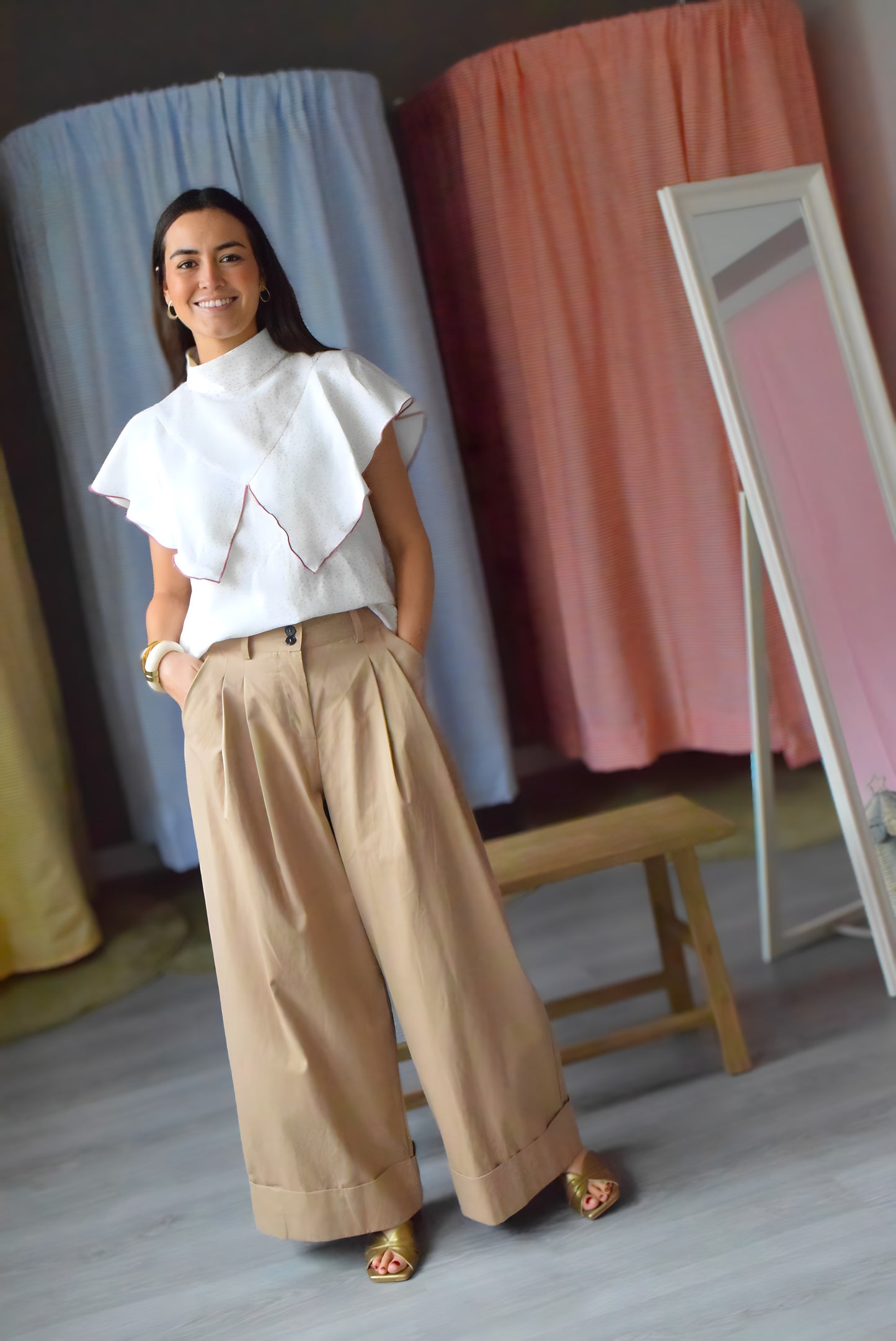 FLAVIA BLOUSE - PINK POLKA DOTS