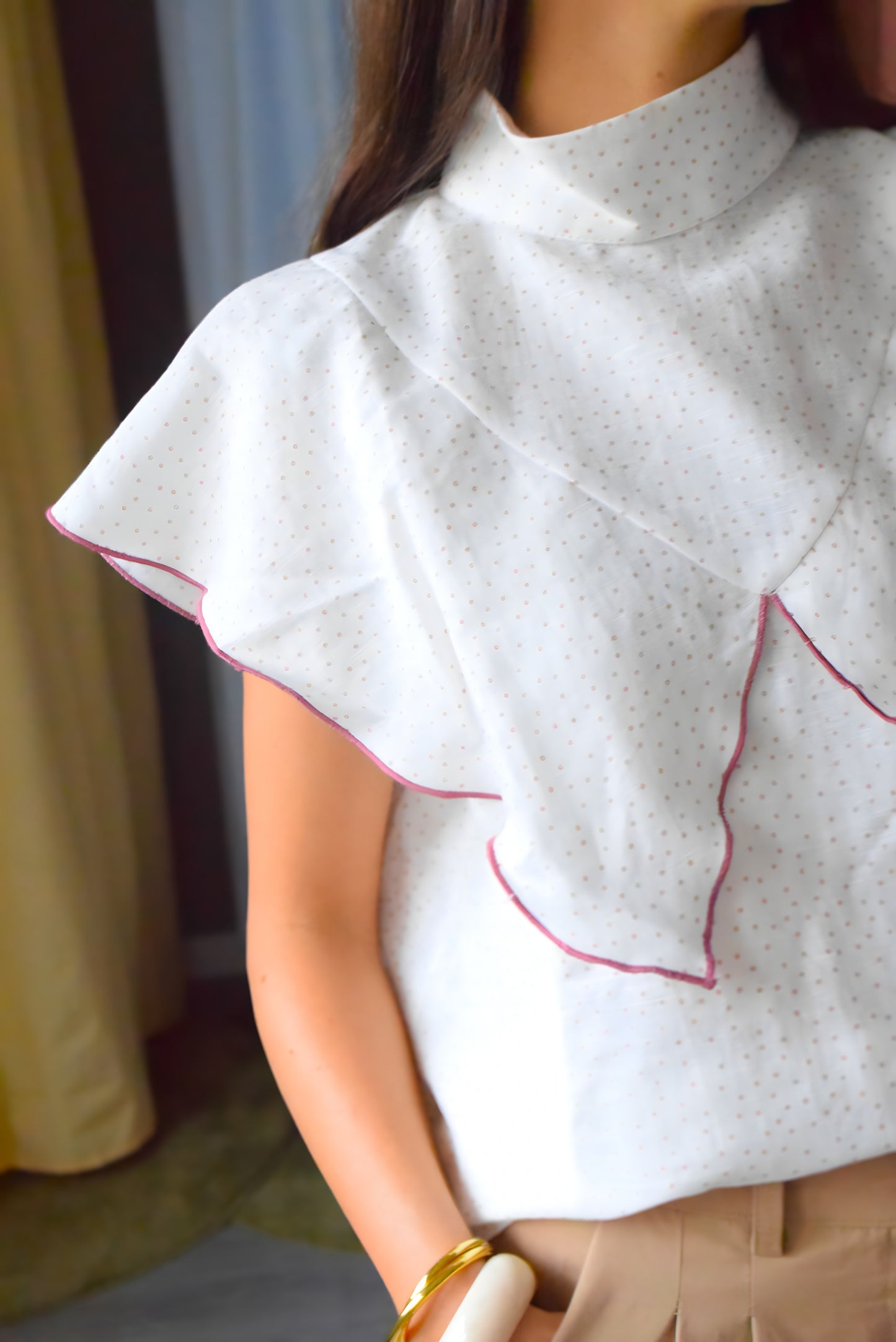 FLAVIA BLOUSE - PINK POLKA DOTS