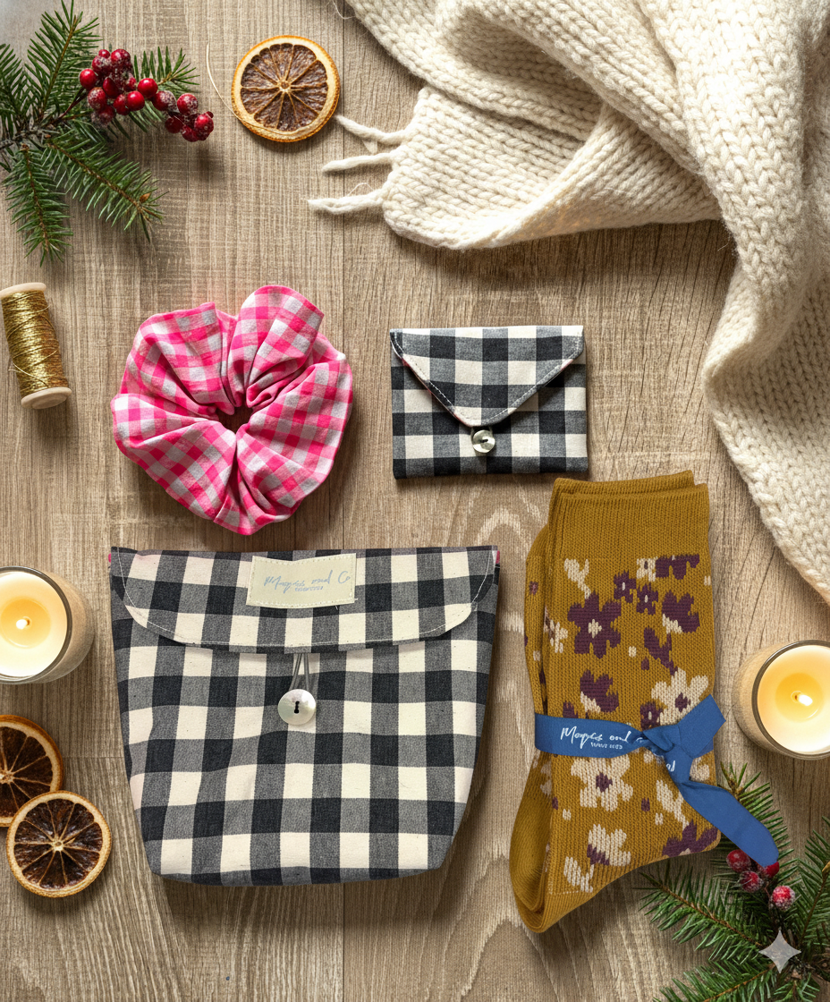 SET BOLSITA CON ACCESORIOS - VICHY NEGRO