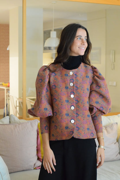 BLUSA HILDA - FLOR SALMÓN - PREORDER 26 NOVIEMBRE