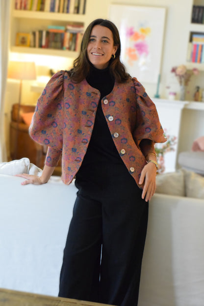 BLUSA HILDA - FLOR SALMÓN - PREORDER 26 NOVIEMBRE