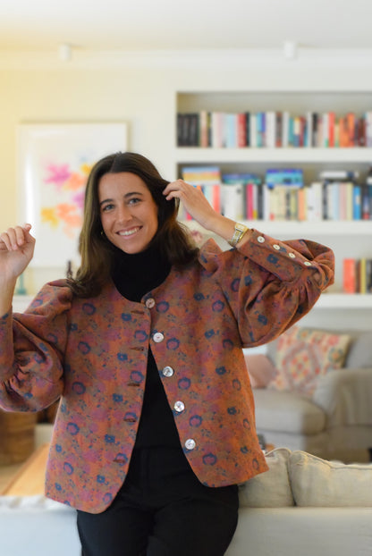 BLUSA HILDA - FLOR SALMÓN - PREORDER 26 NOVIEMBRE