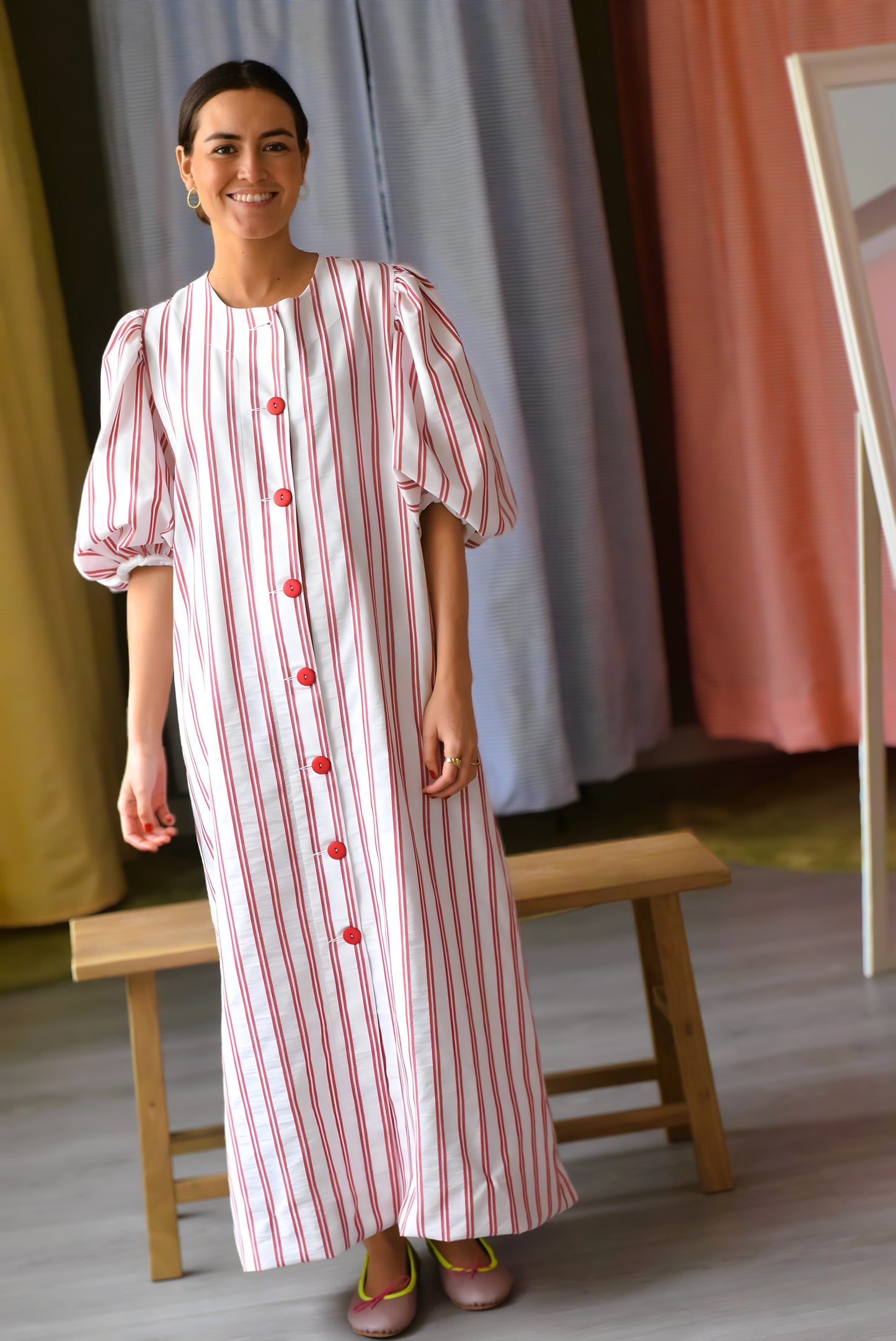 HILDA DRESS - RED STRIPES