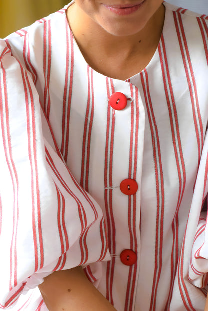 HILDA DRESS - RED STRIPES