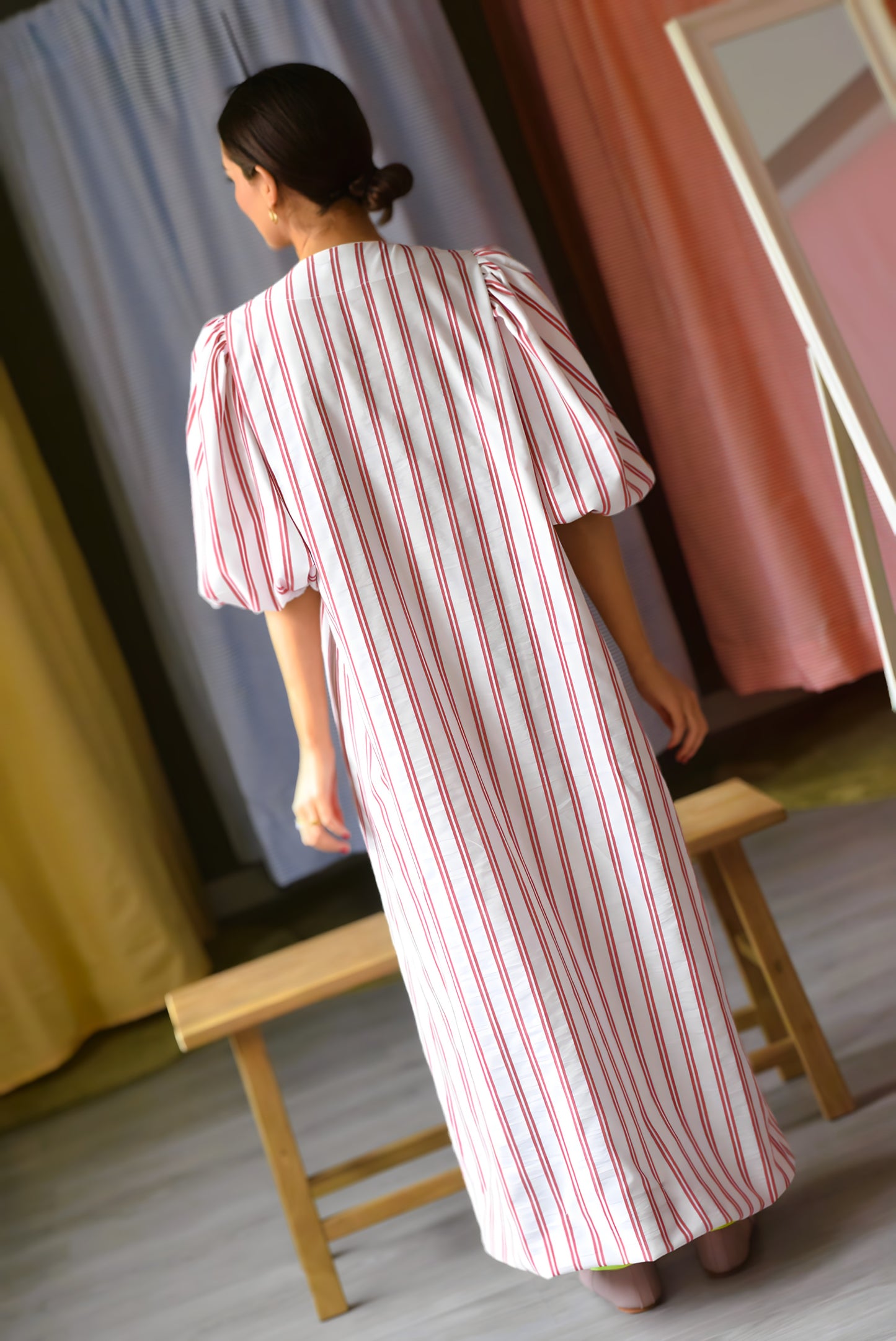 HILDA DRESS - RED STRIPES
