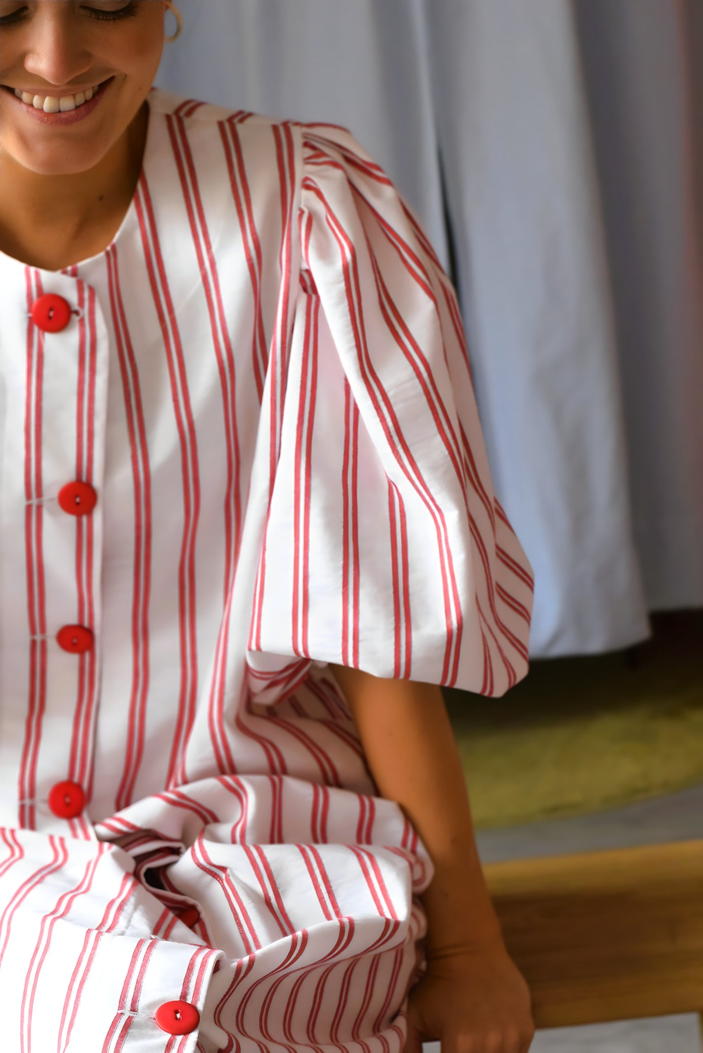 HILDA DRESS - RED STRIPES