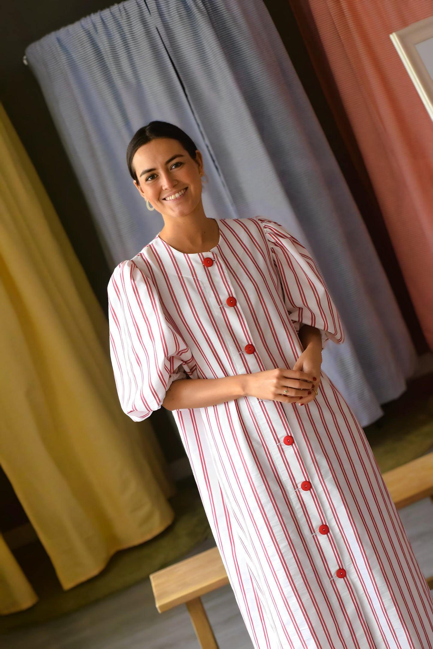 HILDA DRESS - RED STRIPES