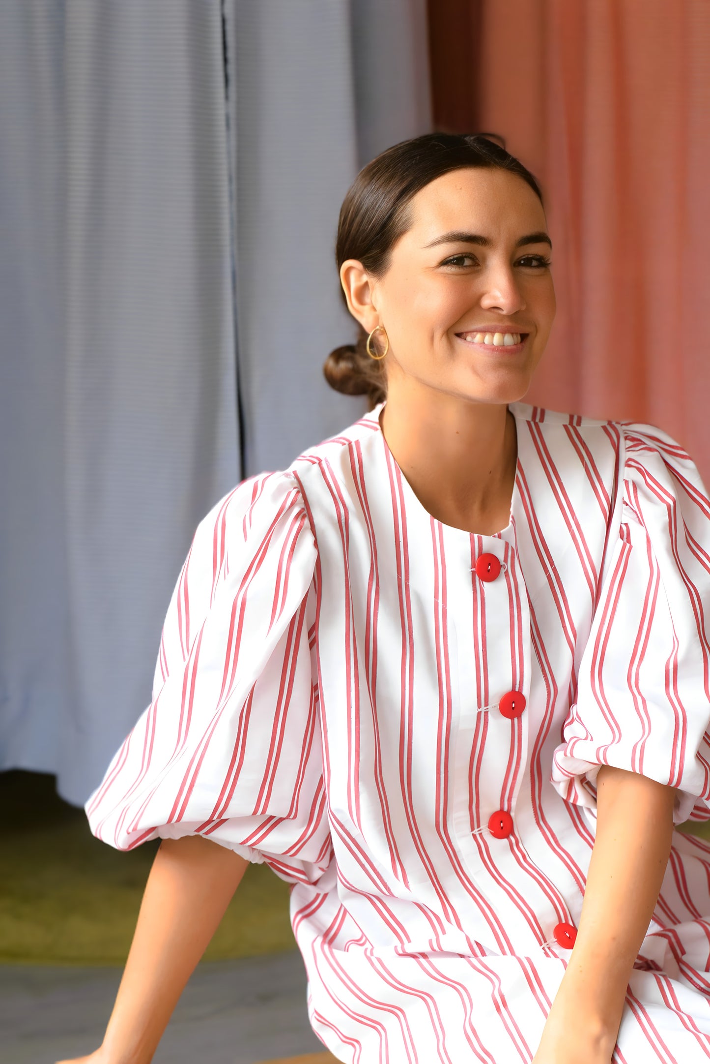 HILDA DRESS - RED STRIPES