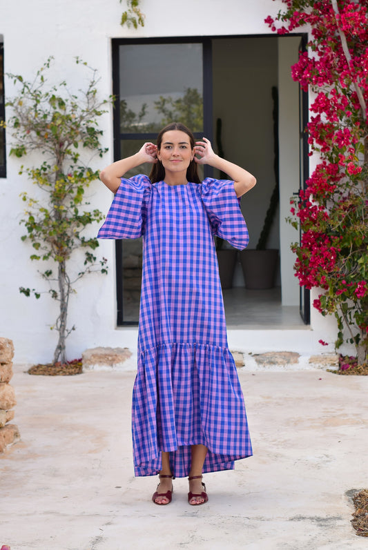 VESTIDO FILIPA - VICHY ROSA Y AZUL - PREORDER 23 ABRIL