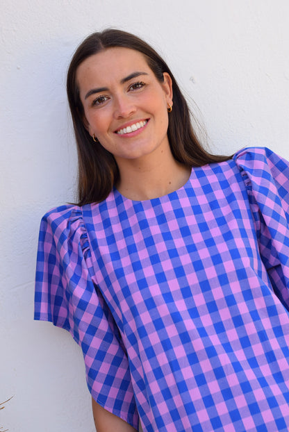 VESTIDO FILIPA - VICHY ROSA Y AZUL - PREORDER 23 ABRIL